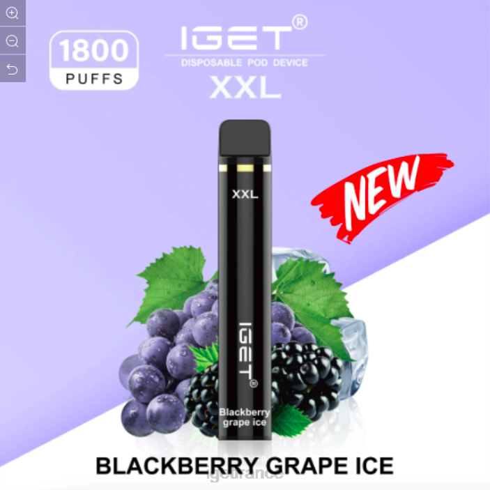 Bar France X02H597 IGET xxl - 1800 bouffées glace aux raisins et aux mûres