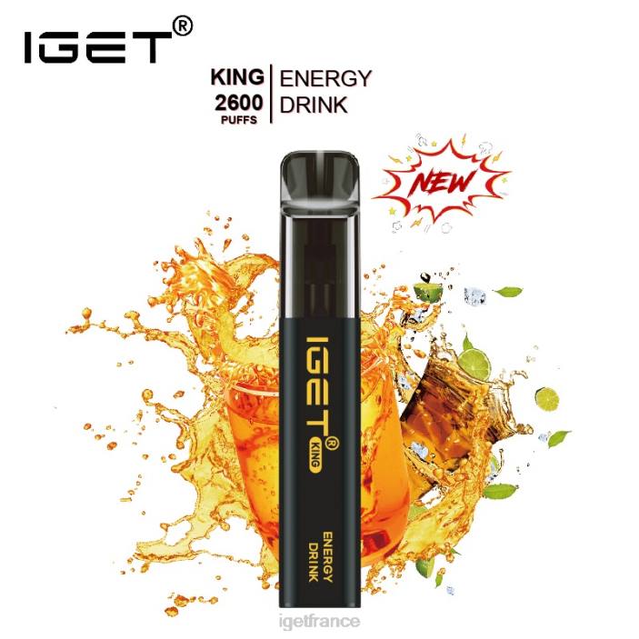 Vape X02H567 IGET king - 2600 bouffées glace pour boisson énergisante