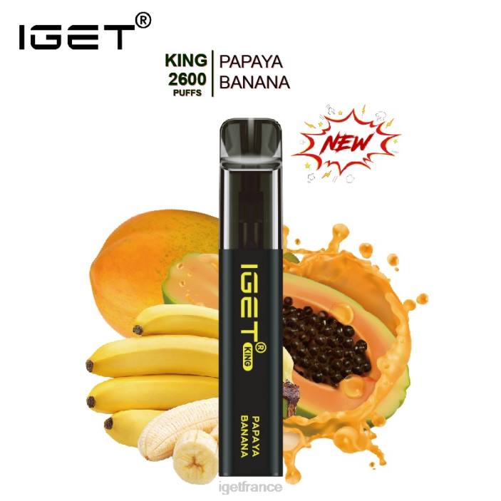 Online X02H573 IGET king - 2600 bouffées glace à la papaye et à la banane