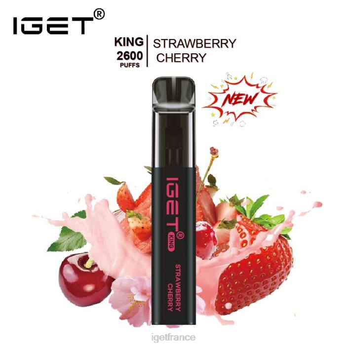 Vape Online X02H574 IGET king - 2600 bouffées fraise cerise