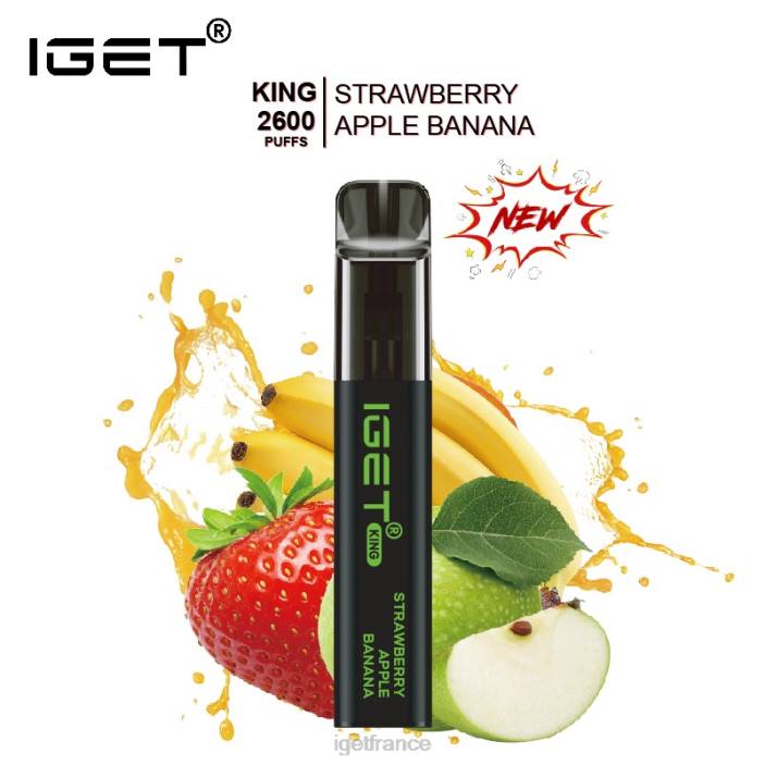 Shop X02H649 IGET king - 2600 bouffées glace fraise pomme banane