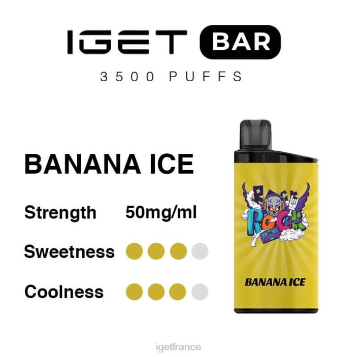 Vape X02H282 barre IGET 3500 bouffées glace à la banane