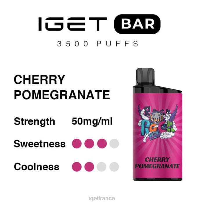 Bar France X02H291 barre IGET 3500 bouffées grenade cerise