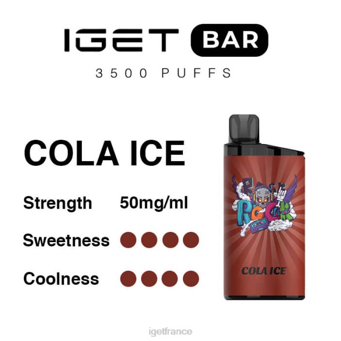 Vape X02H292 barre IGET 3500 bouffées glace au cola