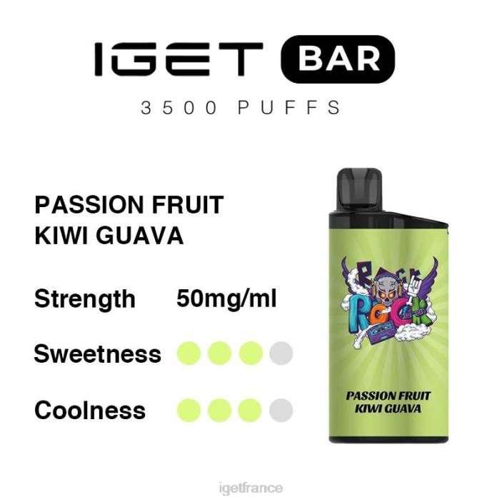 Bar Shop X02H297 barre IGET 3500 bouffées fruit de la passion kiwi goyave