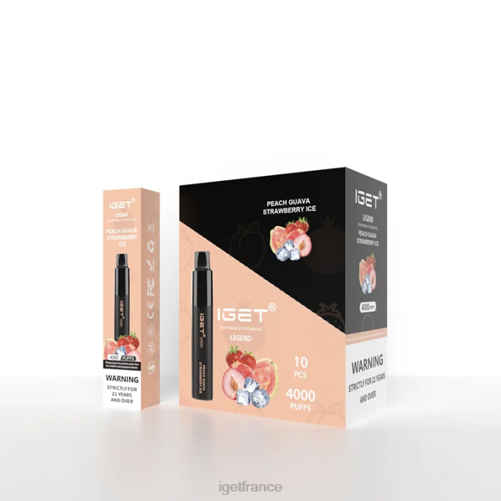 Vape Online X02H320 IGET Legend 4000 bouffées glace à la pêche, à la goyave et aux fraises