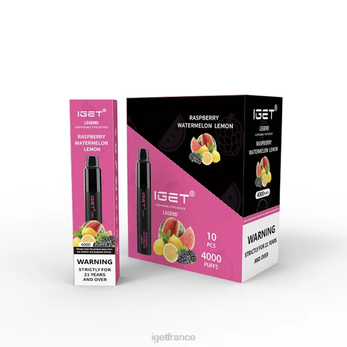 Vape Shop X02H323 IGET Legend 4000 bouffées framboise pastèque citron