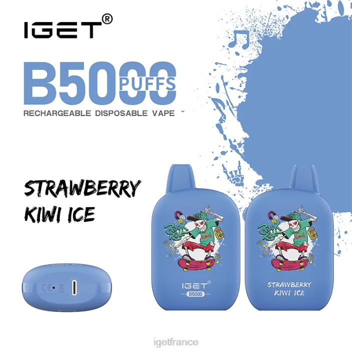 Vape France X02H314 IGET b5000 glace fraise kiwi