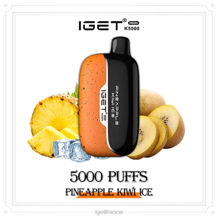 Online X02H224 IGET Moon 5000 bouffées glace à l'ananas et au kiwi