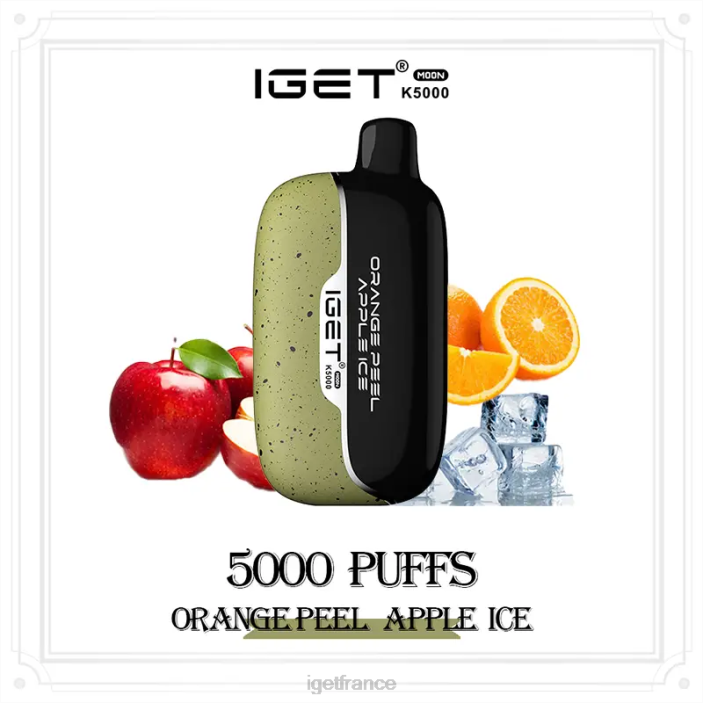 Vape Online X02H225 IGET Moon 5000 bouffées glace aux pommes et aux zestes d'orange