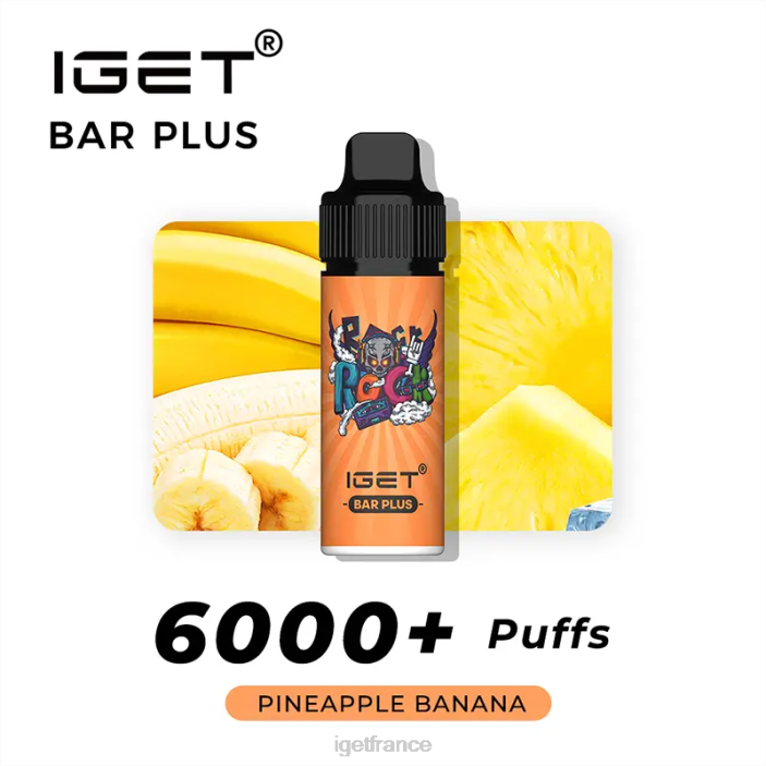 Shop X02H600 IGET bar plus - 6000 bouffées banane ananas