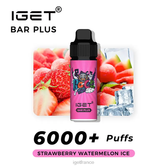 Vape X02H242 barre IGET plus 6000 bouffées glace à la fraise et à la pastèque