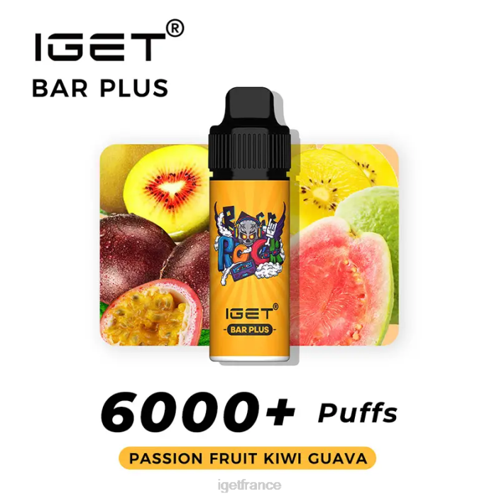 Bar France X02H251 barre IGET plus 6000 bouffées fruit de la passion kiwi goyave