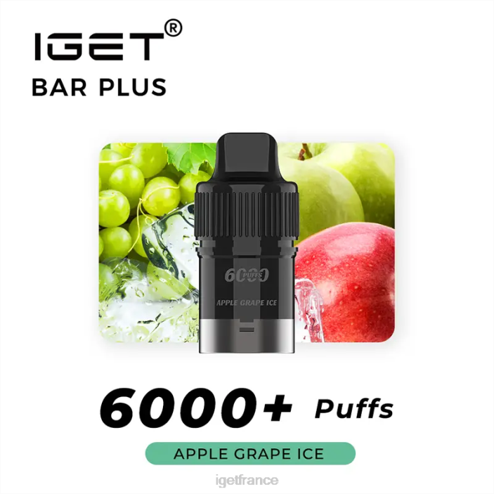 Bar X02H253 IGET bar plus pod 6000 bouffées glace aux pommes et aux raisins