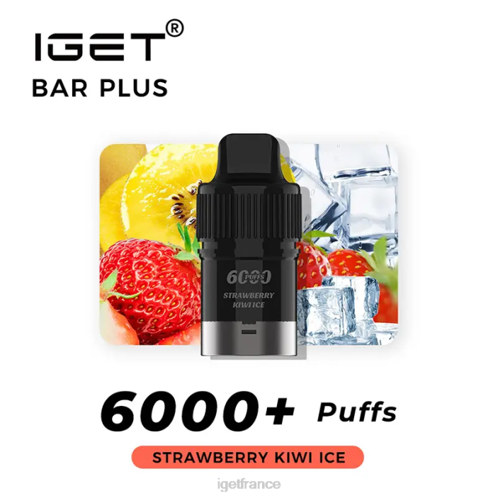 Bar Shop X02H257 IGET bar plus pod 6000 bouffées glace fraise kiwi