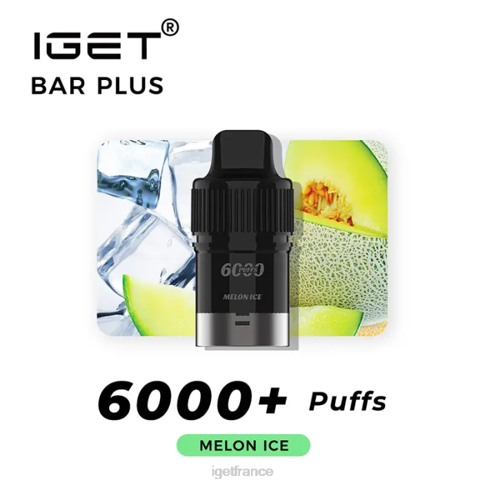 Vape France X02H260 IGET bar plus pod 6000 bouffées glace au melon