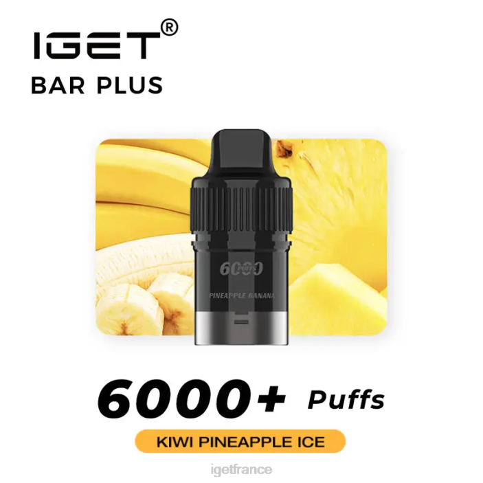 Vape France X02H270 IGET bar plus pod 6000 bouffées glace kiwi ananas