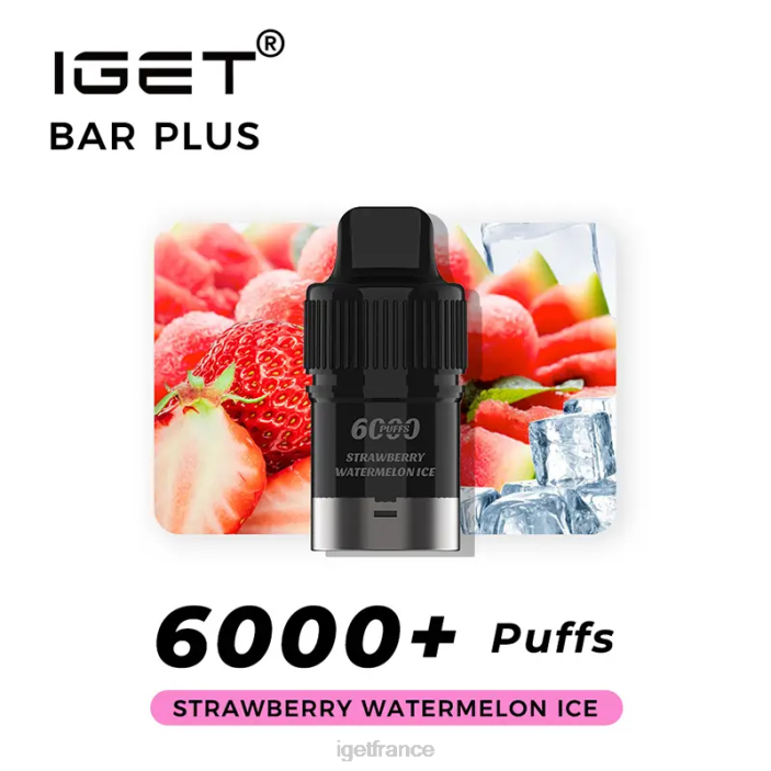Bar France X02H271 IGET bar plus pod 6000 bouffées glace à la fraise et à la pastèque