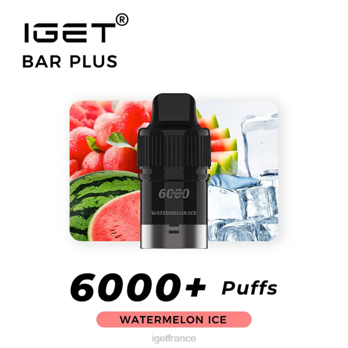 Vape X02H272 IGET bar plus pod 6000 bouffées glace à la pastèque